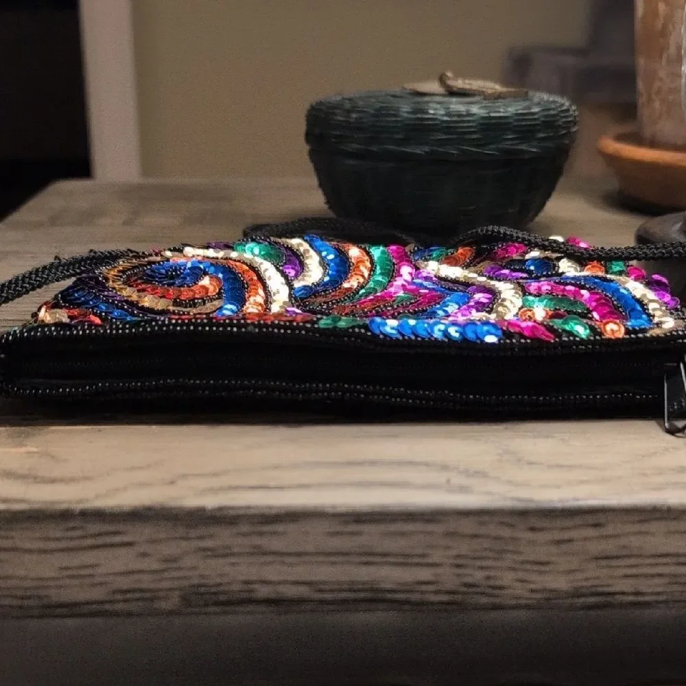 Magid Shoulder Bag with Colorful Sequin Swirl Design Special Occasion Clutch